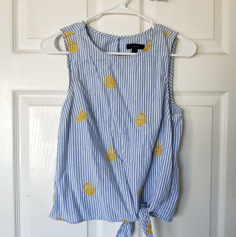 J. Crew Embroidered Side Tie Top